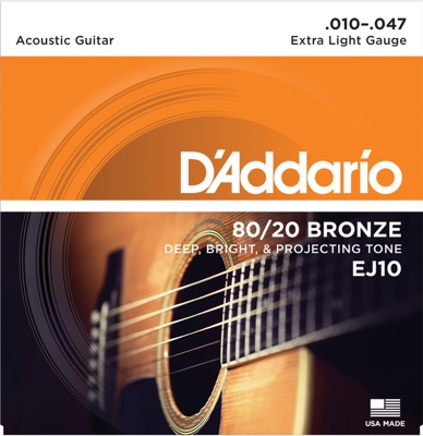 EJ10 i gruppen Strenger / Gitarstrenger / D'Addario / Acoustic Guitar / 80/20 Bronze hos Crafton Musik AB (370220807050)